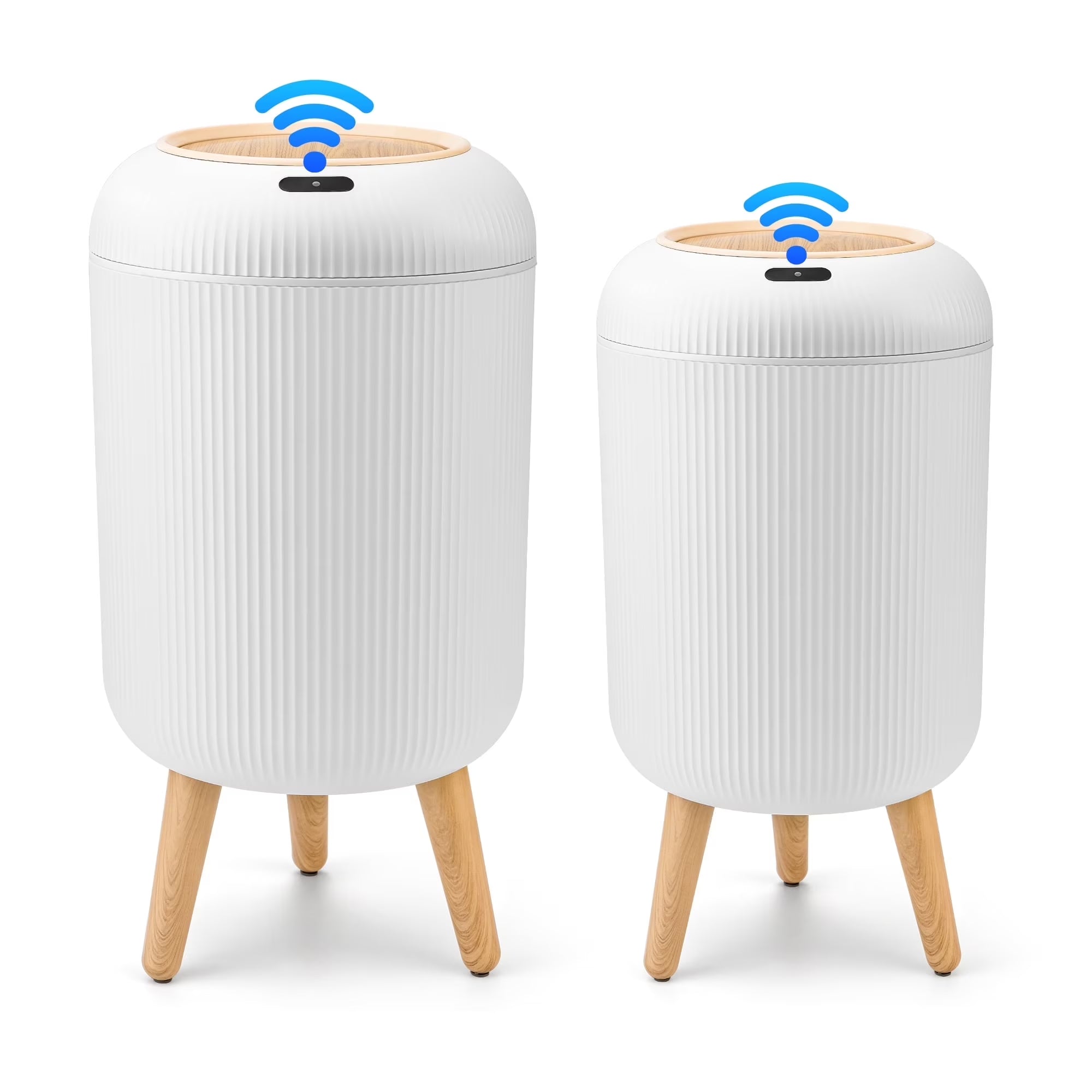 2-Pack Touchless Motion Sensor Trash Cans (12L + 10L) – Automatic Smart Bathroom & Kitchen Garbage Bins with Lid - Smart Home Trash Can