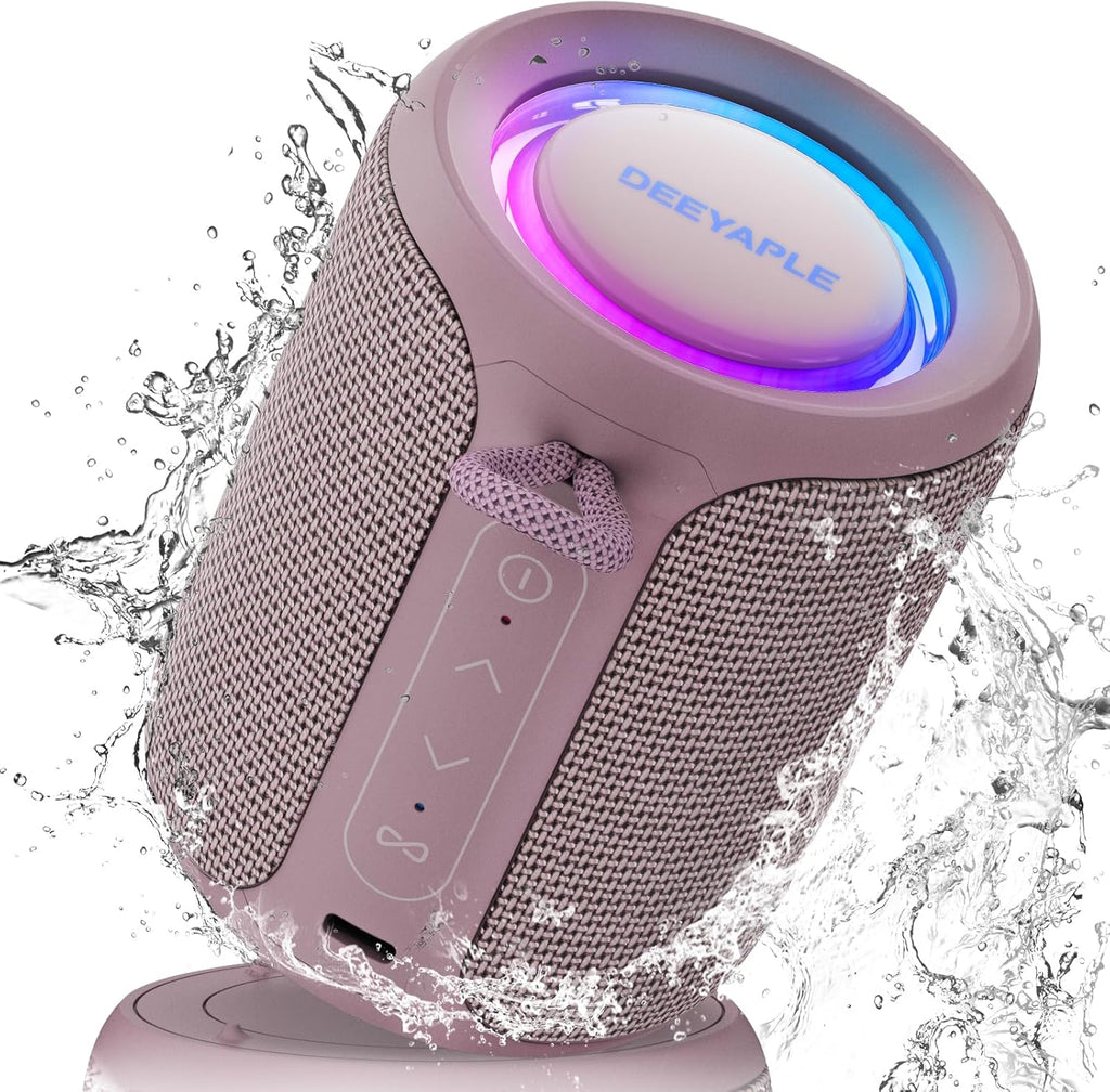 Portable Bluetooth Speaker – 15W Waterproof & Dustproof Wireless Speaker with TWS Stereo, LED Lights & Long Battery Life