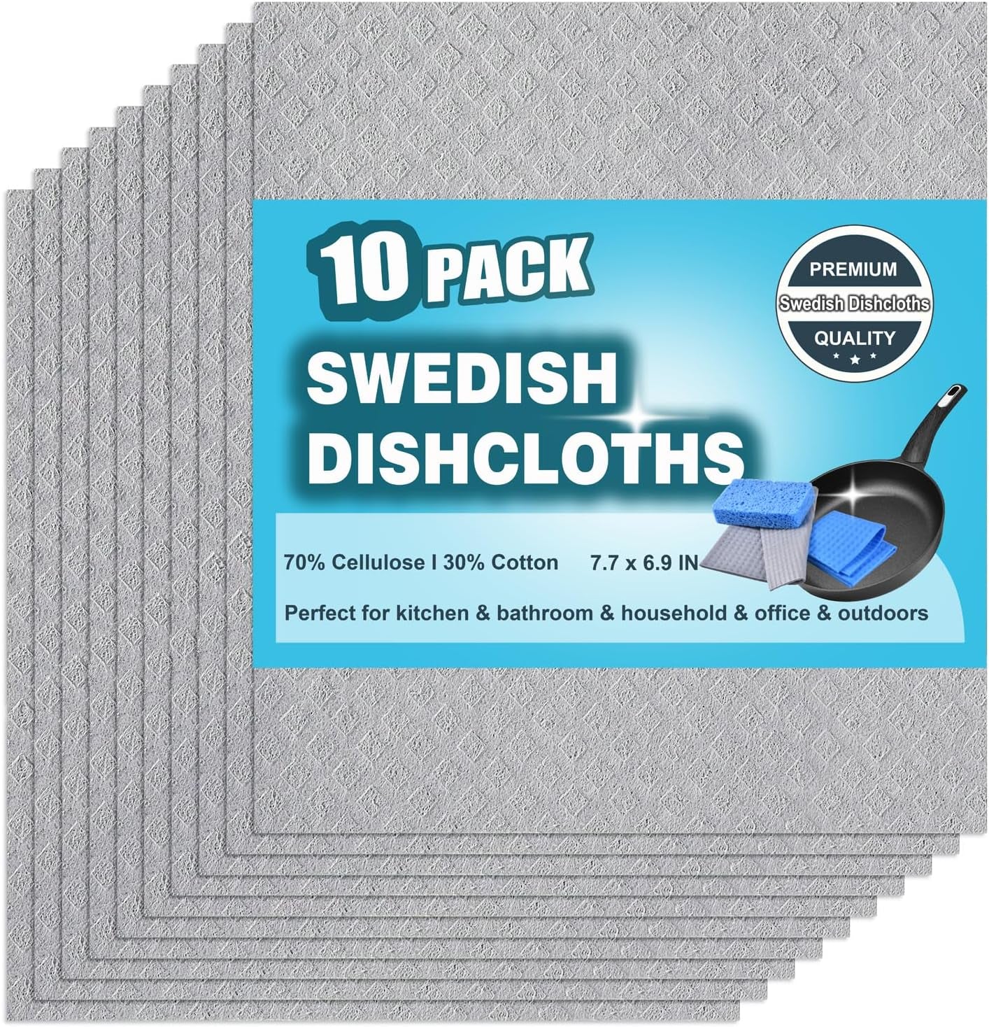 Reusable Swedish Dishcloths – Ultra Absorbent Eco-Friendly Kitchen Cleaning Cloths (Compostable, Washable, Odor-Resistant)