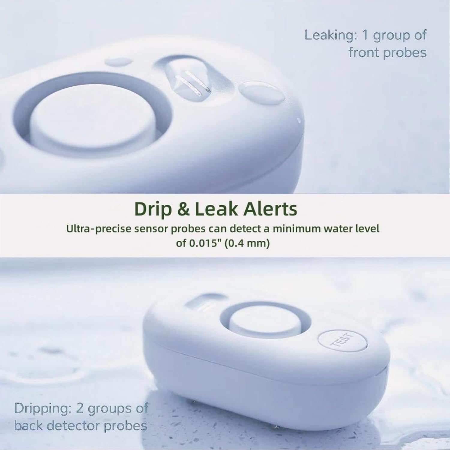 Water Leak Detector Alarm Sensor — 100dB Waterproof Drip & Flood Alert for Home, Basement, Kitchen & Bathroom Leak Detection