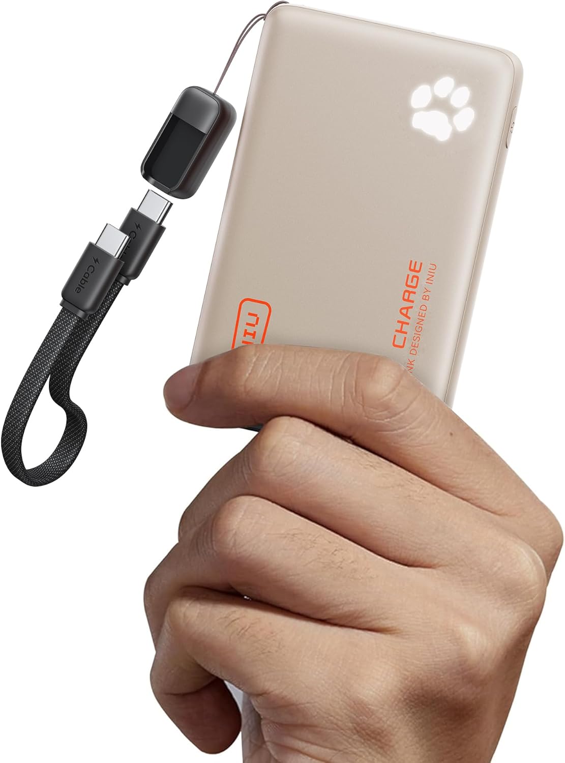 Portable Charger, Ultra Slim 45W Fast Charging with Attached USB C Cable, Flight-Safe 10000Mah PD Power Bank Battery Pack, Travel Essential Phone Powerbank for Iphone 17 16 Samsung S25 Google Etc