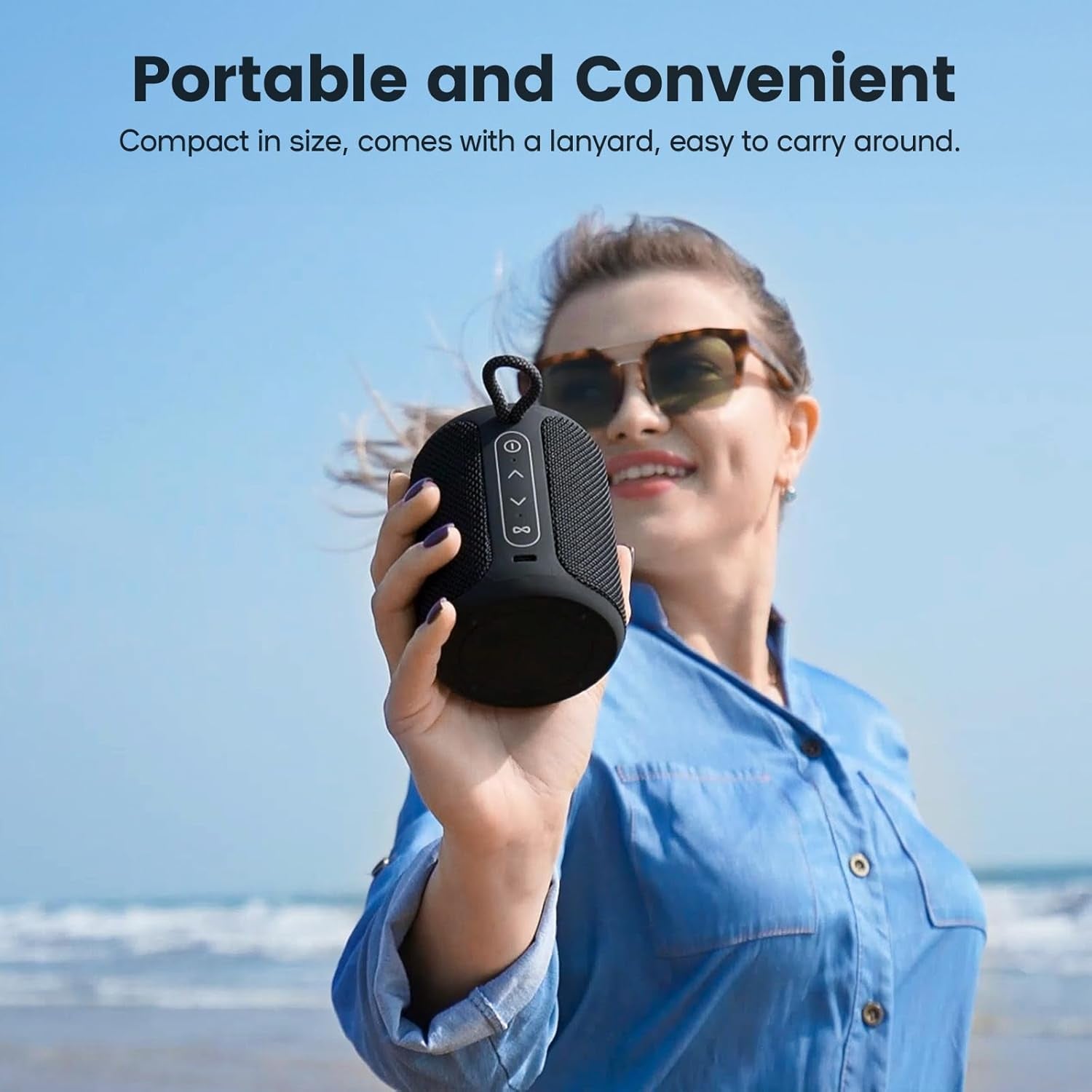 Portable Bluetooth Speaker – 15W Waterproof & Dustproof Wireless Speaker with TWS Stereo, LED Lights & Long Battery Life