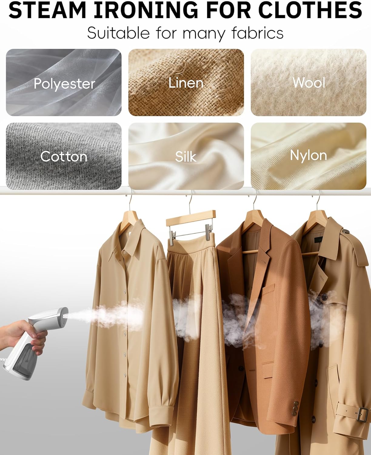 Portable Handheld Clothes Steamer – OGHom 1000W Powerful Fabric Steamer for Wrinkle Removal, Quick Heat-Up, Travel & Home Use