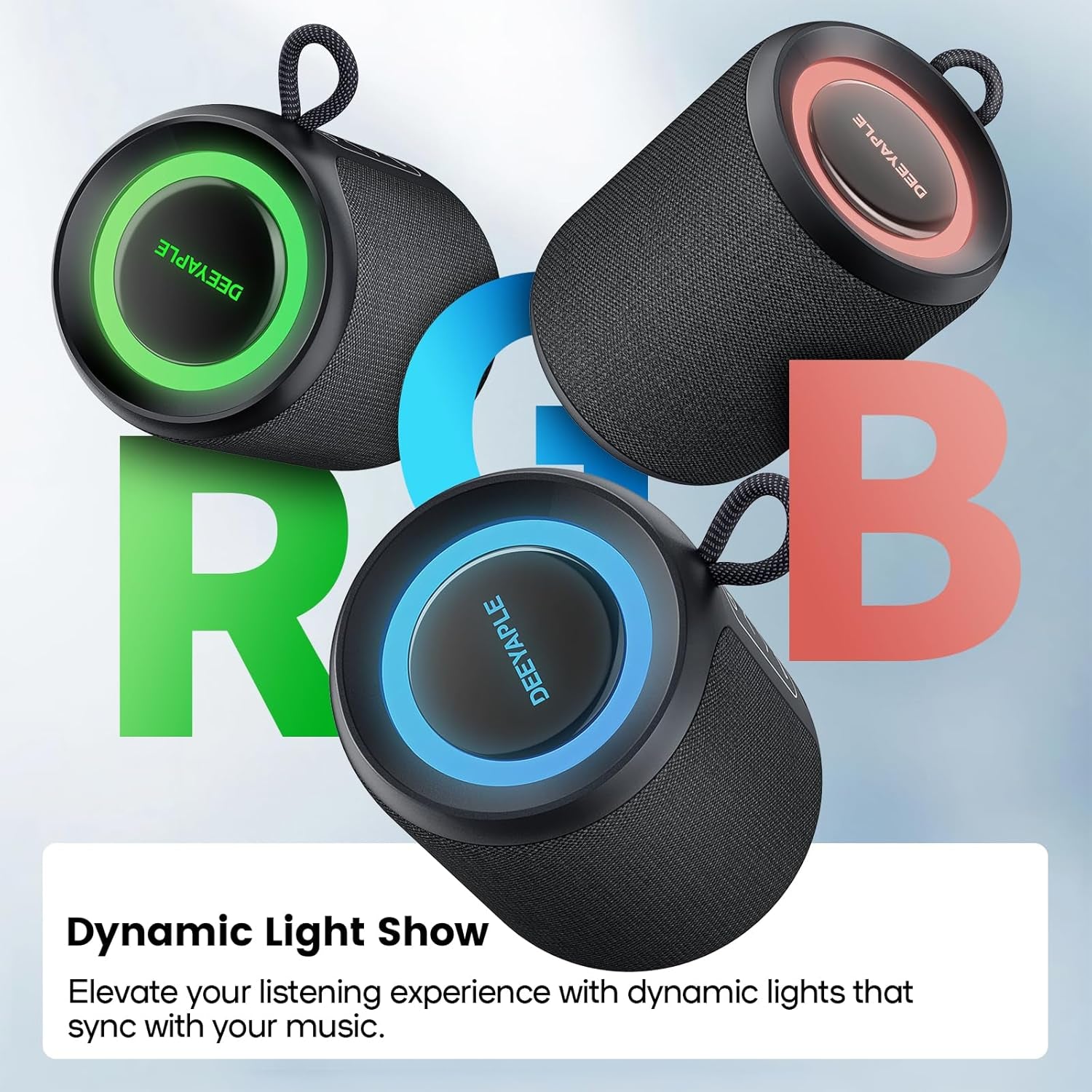 Portable Bluetooth Speaker – 15W Waterproof & Dustproof Wireless Speaker with TWS Stereo, LED Lights & Long Battery Life