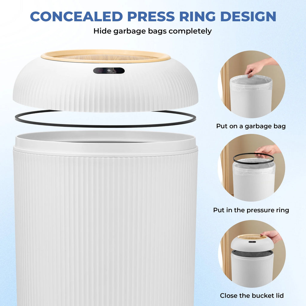 2-Pack Touchless Motion Sensor Trash Cans (12L + 10L) – Automatic Smart Bathroom & Kitchen Garbage Bins with Lid - Smart Home Trash Can